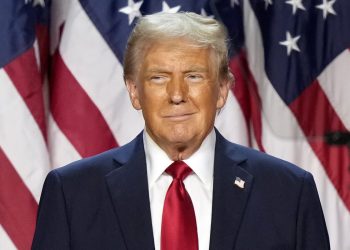Republican presidential nominee former President Donald Trump is pictured at an election night watch party, Wednesday, Nov. 6, 2024, in West Palm Beach, Fla. (AP Photo/Alex Brandon)